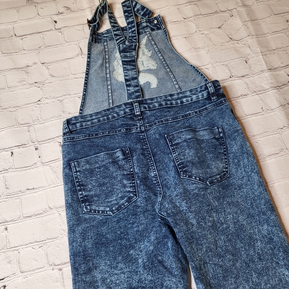 Girls Acid Washed Distressed Denim Overalls - Size 14/16 EUC - Picture 9 of 14